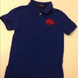 🔥 POLO Ralph Lauren DUAL MATCH Polo Shirt ROYAL BLUE/ RED Boys Sz 5